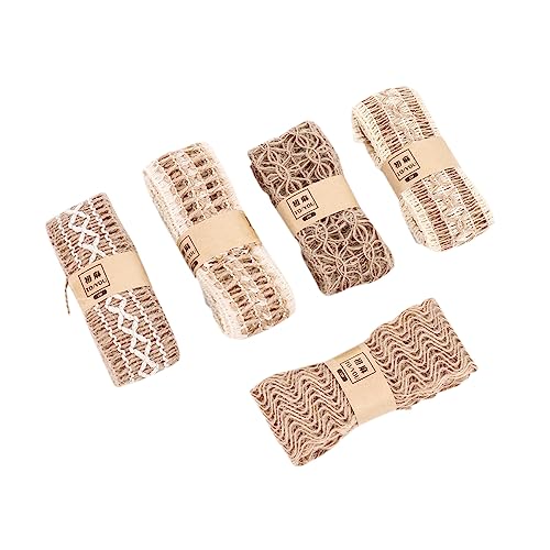 Angoily 1 Satz Vintage Jute Spitzenband Für Diy Handwerk Dekorationsband Für Hochzeiten Und Bastelprojekte Und Vielseitig Einsetzbar 5 Stück von Angoily
