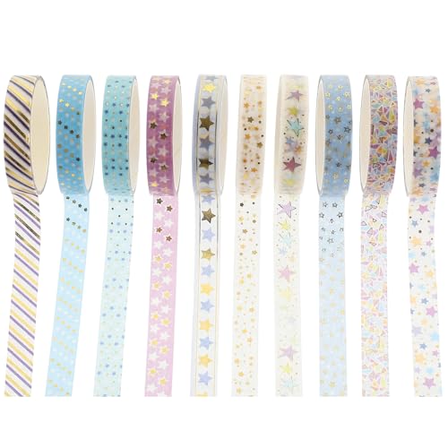 Angoily 1 Satz Washi Tape Dekoratives Klebeband Washi Papier Für Diy Scrapbooking Und Bastelprojekte Pro Rolle Leicht Abreißbar Vielfältige Muster Und Farben 10 Rollen von Angoily