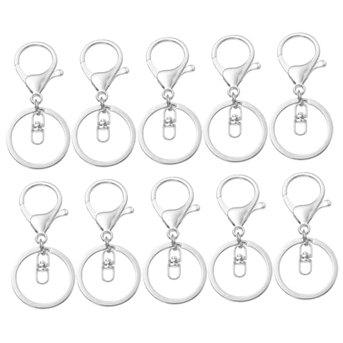 Angoily 1 Satz Zubehör Für Schlüsselanhänger Schlüsselkette Schlüsselanhänger Mit Kette Clips Hummerschere Einfach Handwerk Ketten Drehbare Karabinerverschlüsse Haken Metall 10 Stück von Angoily