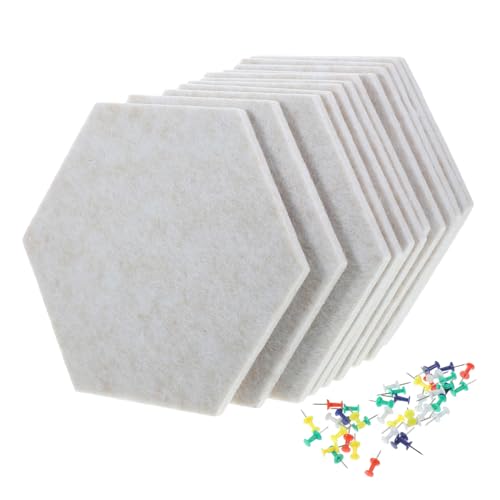 Angoily 1 Satz akustisch Schalldicht Spender Staffeleien Bretter büroorganizer wand dekorationen felt board filztafel Sechseck-Form Memo-Schwarzes Brett Bulletin-Kacheln gefühlt Beige von Angoily
