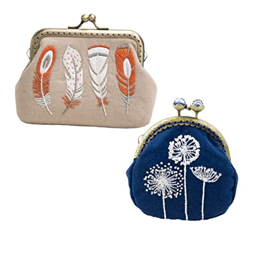 Angoily 1 Satz handgemachtes Stickwerkzeug embroidery kit embroidery set Stickgarn handtaschenset Handtaschen-Set Stickerei Stoff Nadel Stich Bausätze Damen Geldbörse Stickset für Anfänger von Angoily