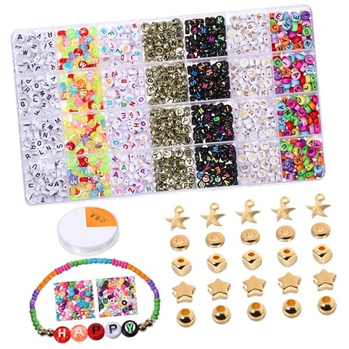 Angoily 1 Schachtel Bunte Buchstabenperlen für DIY Schmuckherstellung Runde Spacer Perlen zum Basteln von Armbändern Schlüsselanhängern und Handyanhängern Vielseitige Bastelperlen für Angoily 1 Schachtel Bunte Buchstabenperlen für DIY Schmuckherstellung Runde Spacer Perlen zum Basteln von Armbändern Schlüsselanhängern und Handyanhängern Vielseitige Bastelperlen für von Angoily