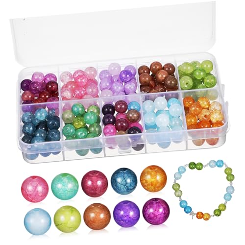 Angoily 1 Schachtel Bunte Glasperlen für Schmuckherstellung Kristallperlen mit Schnur für DIY Armbänder Ohrringe und Langlebig und Vielseitig Einsetzbar von Angoily