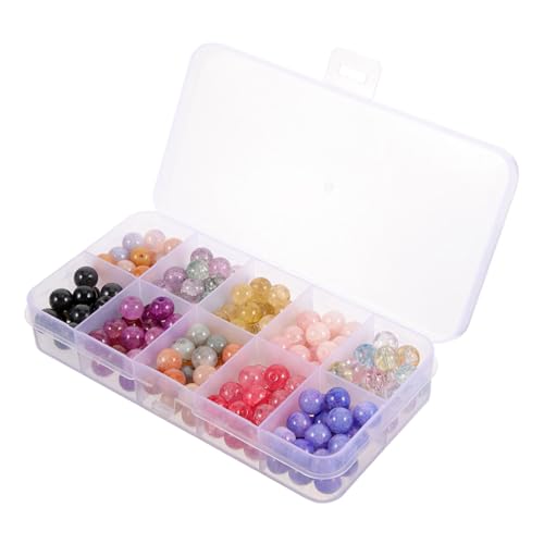 Angoily 1 Schachtel Diy Runde Glasperlen Bunte Steinperlen für Armband und Halskettenherstellung für Kreative Schmuckprojekte und Bastelarbeiten von Angoily