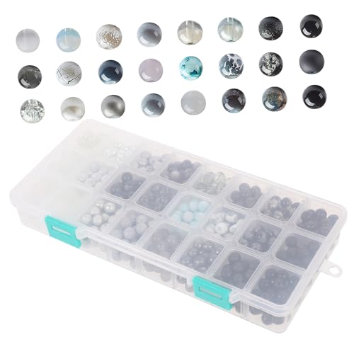 Angoily 1 Schachtel Glasperlen Schwarz Rund Lose Perlen DIY Schmuckherstellung Spacer Beads Armband Halskette Bastelmaterial Handgemacht von Angoily