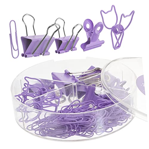 Angoily 1 Schachtel Hinweis Jacke Set Standard-Büroklammern kleine Büroklammern kleine Klammern für Papier farbige Heftklammern Büromappenclip Papierclip Metall Violett von Angoily