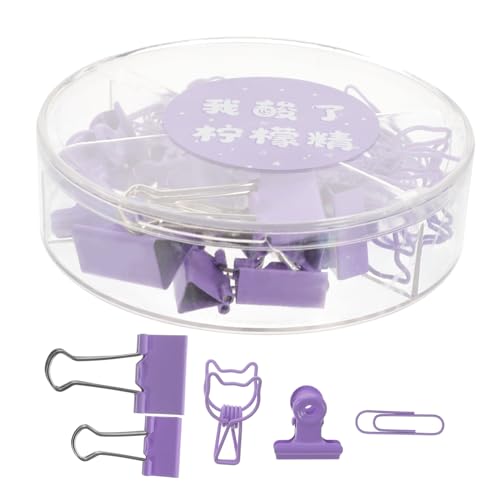 Angoily 1 Schachtel Hinweis Jacke Set kleine Büroklammern Dokumentclips Papierclip Dekorative Papierklamme Klammern fürs Büro farbige Heftklammern Metall Violett von Angoily