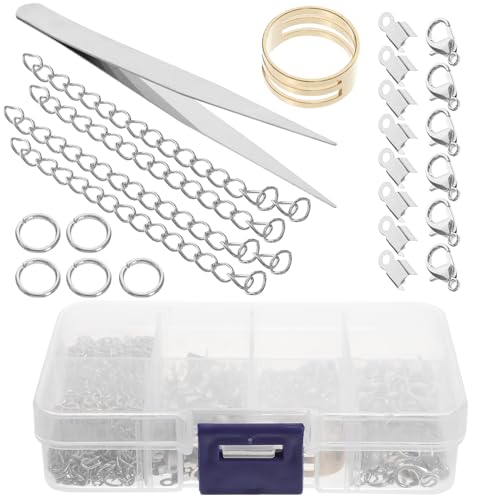 Angoily 1 Schachtel Schmuckzubehör mit Kettenverschlüssen und Quetschperlen Box für DIY Armbänder und für Ohrringe und Kreative Bastelprojekte von Angoily