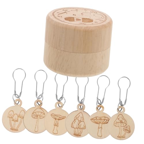 Angoily 1 Set Woody Mushroom Mark Schnalle Häkeln Stricken Geschnitzte Tapisserie Garn Farbe Kit Abnehmbare Stricker Marker Stich Haken Sortieren Große Holz von Angoily