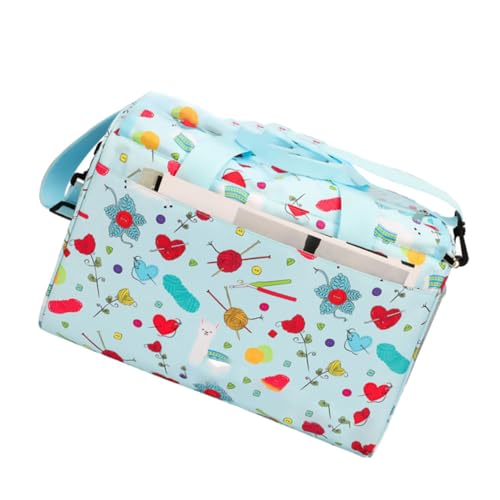 Angoily 1 Stück Praktische Oxford Handtasche Diy Aufbewahrungstasche für Strick und Häkelwerkzeuge Strapazierfähiges Etui für Wolle und Garn Himmelblaue Reise Organizer Tasche mit Vielen von Angoily