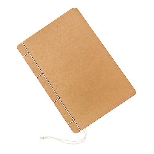 Angoily 1 Stück Retro Notizbuch aus Rindsleder Handgefertigtes Skizzenbuch mit Leeren für Kreative DIY Projekte Schule Büro und Reisen Weißes Holzfreies von Angoily