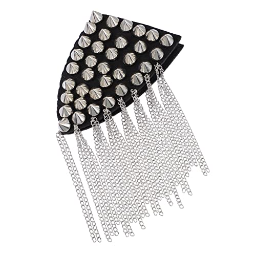 Angoily 1 Stück Schulterklappen mit Quaste Schulterabzeichen mit Quaste Punk Schulterklappen MS Kette Vintage Quastenschultern Schulterklappen mit Nietenquaste ccb Silver von Angoily