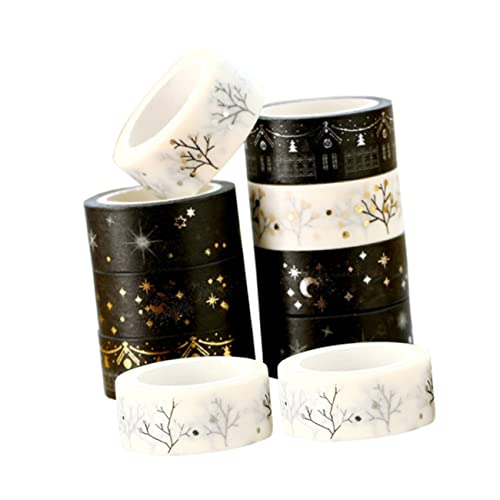 Angoily 10 Rollen Diy Washi Tape Dekorative Klebebänder mit Goldfolie Gemischte Stile für Schüler und Bürobedarf für Scrapbooking und Journaling von Angoily