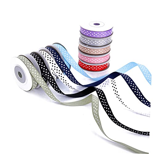 Angoily 10 Rollen Dotted Ribbon Geschenkband mit Punkte Muster Yards pro Farblich Gemischt Vielseitig für DIY Basteln Geschenkverpackung Partydeko Haaraccessoires und Hochzeitsdekoration von Angoily