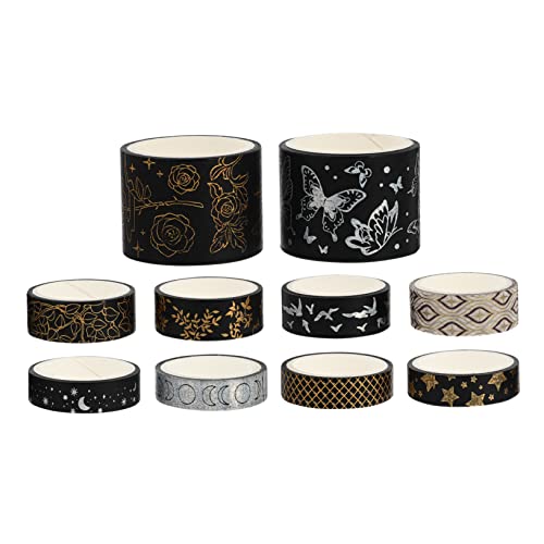 Angoily 10 Rollen Washi Tape Bronzing Kunsthandwerk Klebeband für Diy Projekte Dekoration Scrapbooking und Kreative Gestaltung Designs für Vielseitige Anwendungen von Angoily