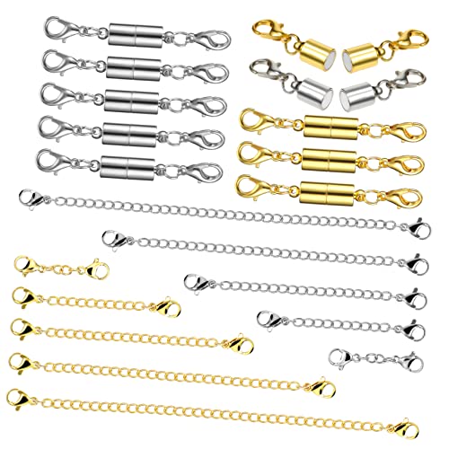 Angoily 10 Stück Armbandverlängerung Kette Herstellung Schlüssel Schließe verlängerung für armband schmuck machen Schmuck basteln Magnetverschlüsse magnetischer Stecker Rostfreier Stahl von Angoily
