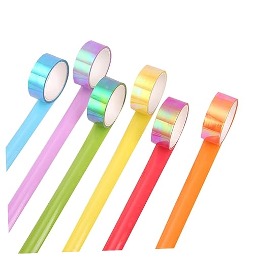 Angoily 10 Stück Buntes Klebeband Glänzendes Dekoratives Washi Tape Regenbogenfarben für Scrapbooking Bastelarbeiten und Kreative Projekte Zufällige Farben Zufällige Farbe von Angoily