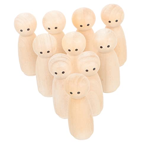Angoily 10 Stück DIY-Puppe Kind Steckpuppen unvollendet einfache Steckpuppen für Mädchen Und Holzfiguren für Malerei Holzfiguren für Dekoration leere Holzpflockpuppe hölzerne Peg -Leute von Angoily