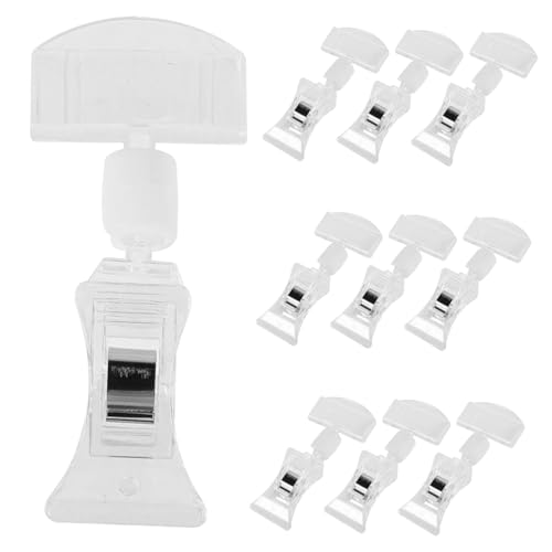 Angoily 10 Stück Etikettenhalter Klein Fan-shop Hängend Anzeige Name Für Marketing Clips Ansteckbare Schilderhalter Schilderklammer Herstellen Warenschildhalter-clip Plastik Transparent von Angoily