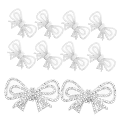 Angoily 10 Stück Glitzernde Schleifen Stoffaufnäher mit Strasssteinen Bestickte Schleifen Applikationen zum Aufbügeln Schnelle DIY Kleidung Dekoration für Jacken Taschen Kleider Jeans von Angoily