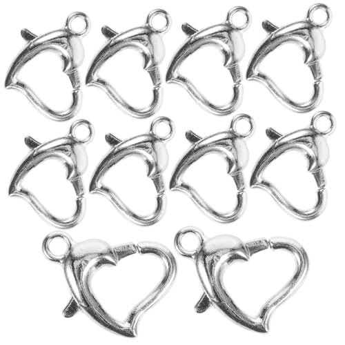 Angoily 10 Stück Herz Lobster Clips Diy Verschlüsse für Armbänder Schmuckzubehör Robuste Metallmaterialien für Kreative Schmuckgestaltung von Angoily