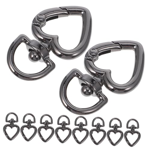 Angoily 10 Stück Herz Schlüsselanhänger Herz-karabiner-clip Herz Karabiner Metall Spring Carabiner Clip Federschnappclip Für Handtasche Federkarabinerhaken Schwarz Zinklegierung von Angoily