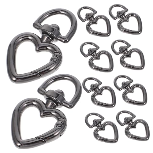 Angoily 10 Stück Herz Schlüsselanhänger kleiner Herz Carabiner Schnappschnalle aus Metall Schlüsselanhänger Karabiner Herz Schlüsselbundverschluss Herz Karabiner Zinklegierung Schwarz von Angoily