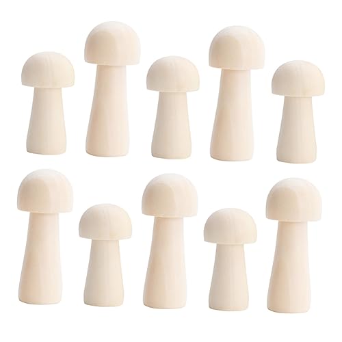 Angoily 10 Stück Holzpilzkopf Puppe Unvollendete Steckpuppen Steckpuppen DIY Pilze Mini Kinderspielzeug Dekoration Pilz Kinderzimmerdekor Pilzdekor Süße Pilz Wanddekoration von Angoily