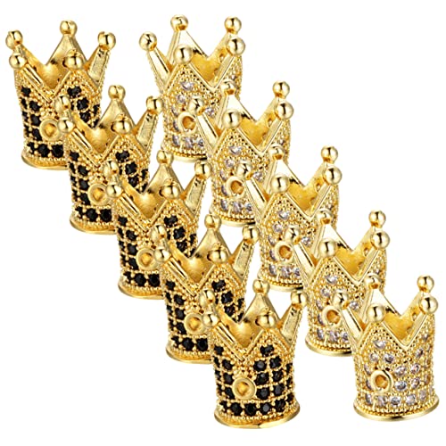 Angoily 10 Stück Kronenperlen für DIY Schmuckherstellung Große Lochperlen Bastelzubehör für Armbänder und Gold und Schwarz für Gestalten von Angoily