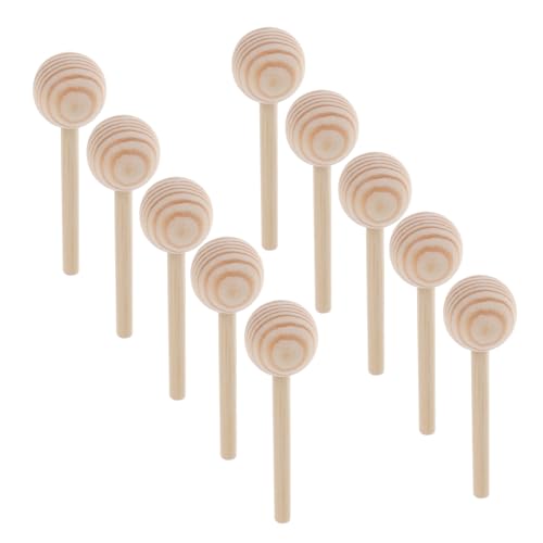 Angoily 10 Stück Kugelstab aus Kiefernholz Kiefernstämme Lüfter klebt Papierhandlüfter der Stock Stange holzdeko holzperlen DIY-Zubehör aus Holz Holzstäbe zum Selbermachen hölzern Beige von Angoily