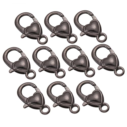 Angoily 10 Stück Legierung Lobster Clasp mit Herzmuster Diy Schlüsselanhänger Zubehör Schwarz für Schmuckherstellung und Bastelprojekte von Angoily
