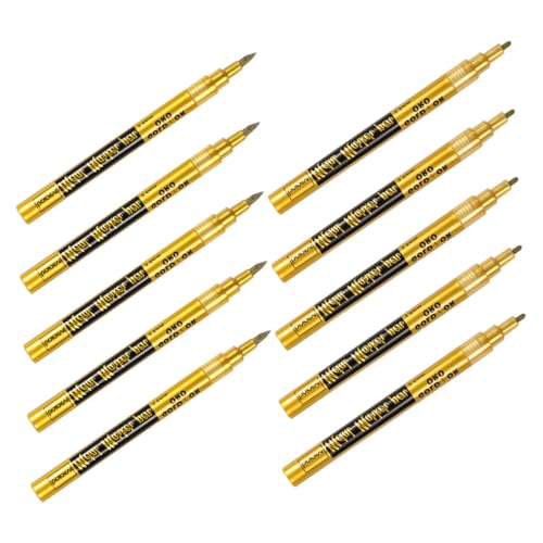 Angoily 10 Stück Öliger Markierungsstift Ölstift Kalligraphie -marker Marker Für Glas Aquarellbürstenstift Rutschfester Lackstift Permanente Farbmarker Golden Plastik Angoily 10 Stück Öliger Markierungsstift Ölstift Kalligraphie -marker Marker Für Glas Aquarellbürstenstift Rutschfester Lackstift Permanente Farbmarker Golden Plastik von Angoily