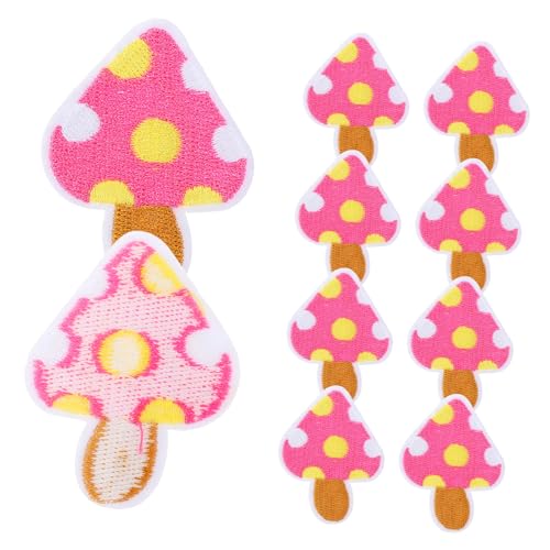 Angoily 10 Stück Pilz-patch Dekorative Patches Pilzapplikation Aufnäher Basteln Stickereiapplikationen Farbenfrohes Gestickeltes Eisen Auf Flecken Kleidungsdekoration Pilze Polyester von Angoily