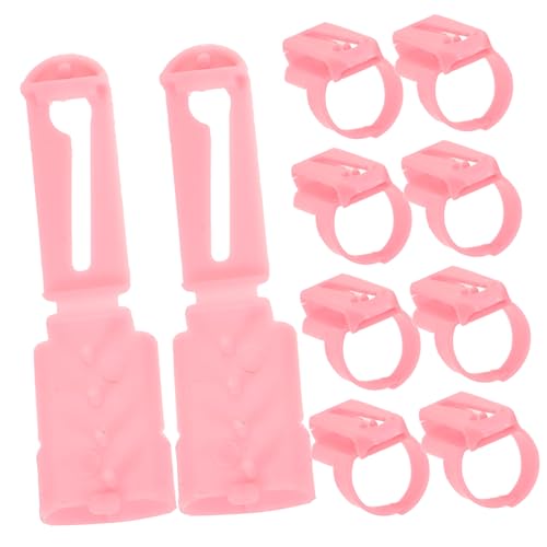 Angoily 10 Stück Plastikdrahtanleitung Stifte nähen Garn zum Häkeln Stich Zubehör Einfädler werkzeug Häkelringe Strickschlaufen Ringe Strickhäkelring Fingerschmuck Rosa von Angoily