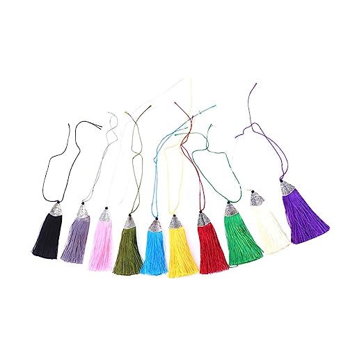 Angoily 10 Stück Polyester Quasten Anhänger Handgemachte Deko für Vorhänge Kleidung DIY Lesezeichen Farben Rosa Grün Himmelblau Gelb Lila Beige Schwarz von Angoily