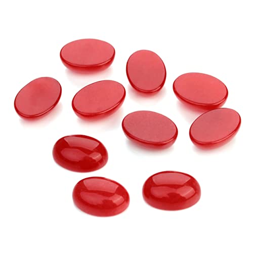 Angoily 10 Stück Red Jade Schmuckzubehör Schmuckhandwerk Cabochons Steinperlen zur Schmuckherstellung Reiz Schmuck Zeit Accessoires Zeitsteinzubehör zum Selbermachen rot von Angoily