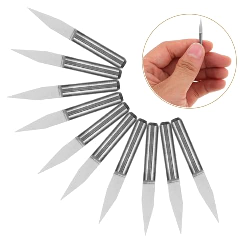 Angoily 10 Stück Teiliges Cnc Fräsersatz Set Flachfräser V-nut Gravierfräser Holzschnitzwerkzeuge Präzisionsmeißel für Cnc Router Holzarbeiten und DIY Bastelprojekte Silber von Angoily