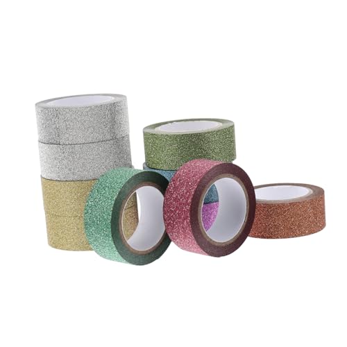 Angoily 10 Stück Teiliges DIY Glitter Washi Tape Vielseitiges Dekoratives Klebeband mit Glitzereffekt Handreißbar Rückstandsfrei Entfernbar für Scrapbooking Geschenkverpackung Büro und Angoily 10 Stück Teiliges DIY Glitter Washi Tape Vielseitiges Dekoratives Klebeband mit Glitzereffekt Handreißbar Rückstandsfrei Entfernbar für Scrapbooking Geschenkverpackung Büro und von Angoily