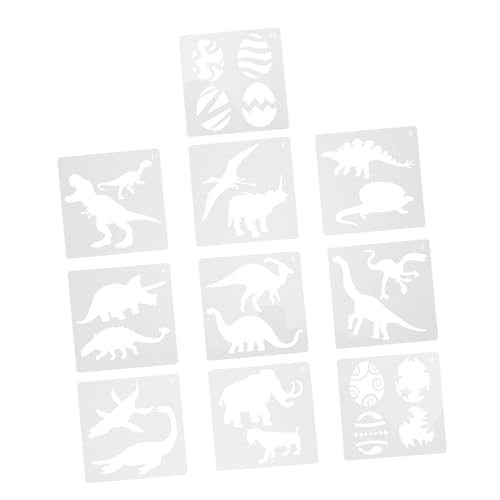 Angoily 10 Stück Teiliges Dinosaurier Malvorlagen Kreative Schablonen für Wiederverwendbar Sicher und Waschbar für Holzschilder Bastelarbeiten und Heimdekoration von Angoily