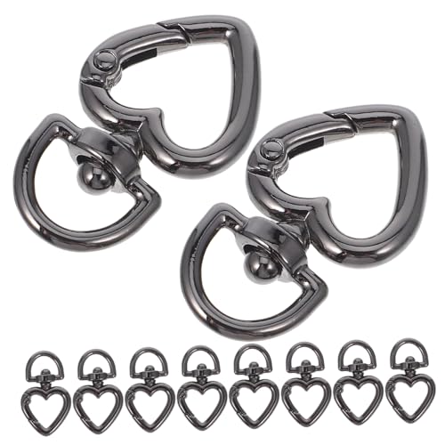 Angoily 10 Stück Teiliges Herz Karabiner Metall Spring Snap Clip Schlüsselanhänger für Diy Schmuck Taschen Rucksack Zubehör Kleiner Schwarzer Schlüsselclip mit Federmechanismus Vielseitig von Angoily