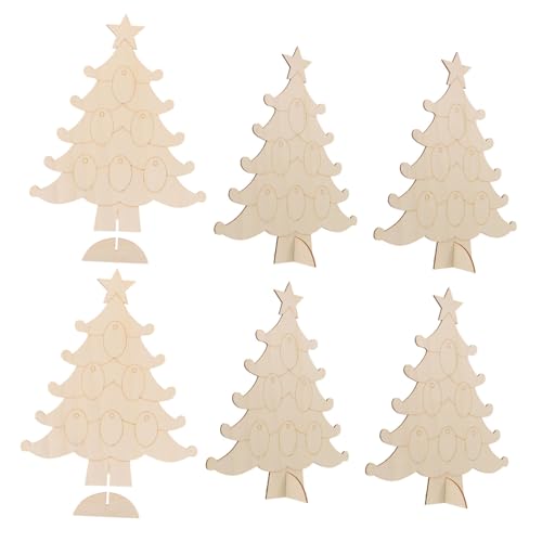 Angoily 10 Stück Teiliges Holz Weihnachtsanhänger Mini Baumförmige Rohlinge aus Naturbelassenem Holz zum Bemalen und Basteln Diy Dekoration für Familien Kreative Weihnachtsbaum von Angoily