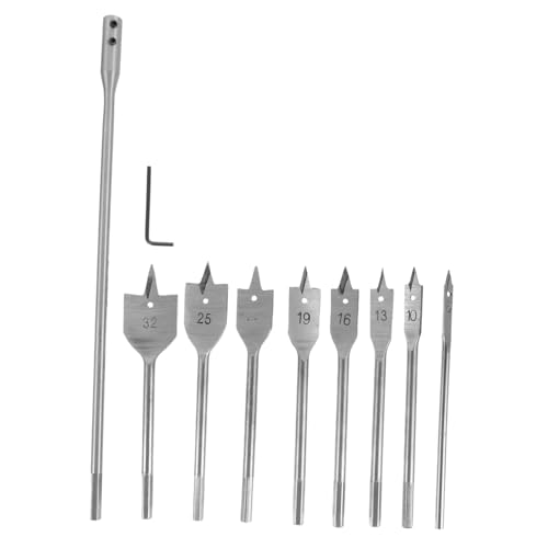 Angoily 10 Stück Teiliges Holzbohrer Hochkohlenstoffstahl Flachfräsbohrer für Holzarbeiten Präziser Lochöffner mit Schneller Spanabfuhr und Sauberem Bohrbild Robust und Langlebig von Angoily