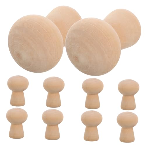 Angoily 10 Stück Teiliges Holzpilz Deko zum Selbstgestalten Naturbelassene Holzfiguren für Umweltfreundlich Handbemalbar Bastelset für Jungen und Mädchen von Angoily