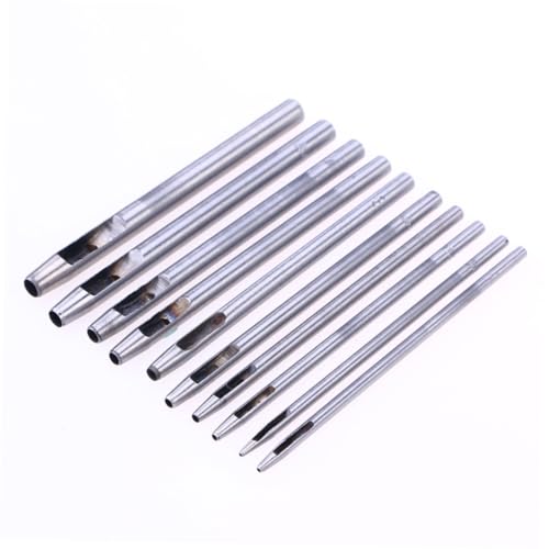 Angoily 10 Stück Teiliges Lochstanzer set Runde Hohlstanzwerkzeuge für Gürtel Uhrenarmbänder und Handwerksmaterial Robustes Stanzer tool für Canvas und Handtaschen von Angoily