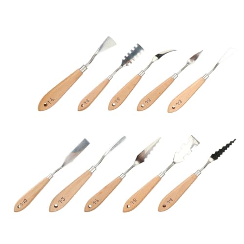 Angoily 10 Stück Teiliges Malmesser mit Ergonomischem Holzgriff Vielseitige Öl und Acrylfarben Spachtel zum Mischen Glätten und Auftragen Leicht und Handlich für Künstler und Maler Angoily 10 Stück Teiliges Malmesser mit Ergonomischem Holzgriff Vielseitige Öl und Acrylfarben Spachtel zum Mischen Glätten und Auftragen Leicht und Handlich für Künstler und Maler von Angoily