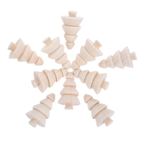 Angoily 10 Stück Teiliges Mini-holz-weihnachtsbäume aus Naturbelassenem Holz Kleine Diy-dekorationen für Weihnachtsgeschenke Basteln Mikro-landschaften Tragbare Party-ornamente von Angoily