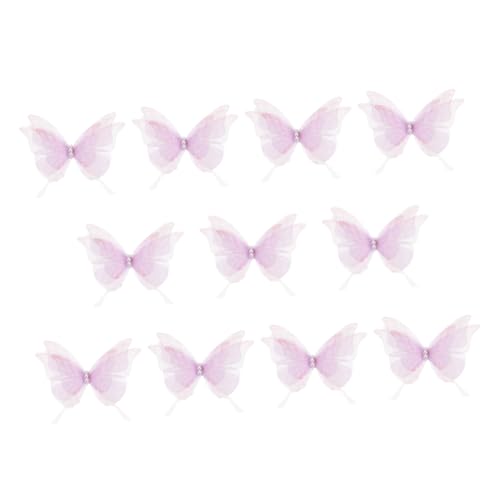 Angoily 10 Stück Teiliges Patches aus Vierlagigem Dünnem Tüll mit Schmetterling und Perlen Kreative DIY Schmuckaccessoires für Kleidung Taschen Haarbänder und Individuelle Modegestaltung von Angoily