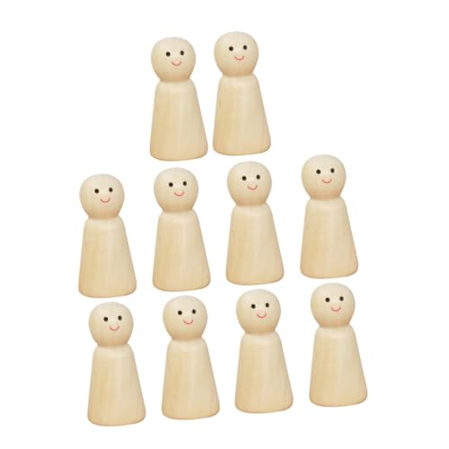 Angoily 10 Stück Teiliges Unbemalte Holzfiguren zum Bemalen und Basteln Kreative DIY Holzpuppen für Familienaktivitäten und Erwachsene für Dekoration und Kunstprojekte von Angoily