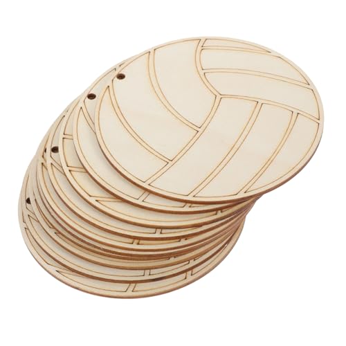 Angoily 10 Stück Teiliges Unvollendete Holzscheiben in Volleyballform Natürliche Holzplatten für DIY Bastelprojekte Kinderfreundlich zum Bemalen Langlebige Holzzuschnitte für Kreative von Angoily