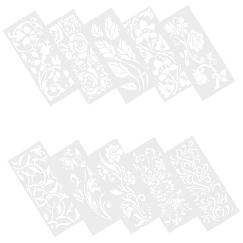 Angoily 10 Stück Teiliges Wiederverwendbare Malvorlagen für Diy Projekte Dekorative Schablonen für Wände Möbel und Bastelarbeiten für Blumenmuster und Gestalten von Angoily